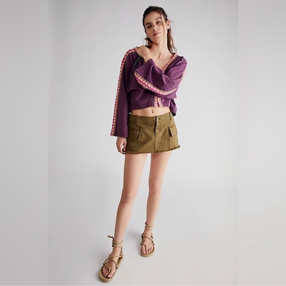 Free People Something Good Embroidered Cropped Long Sleeve Tee - Picture 5 of 11